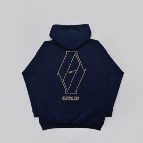 OBTAIN Ceramic Hoodie. Dark blue. Handprinted in Germany.