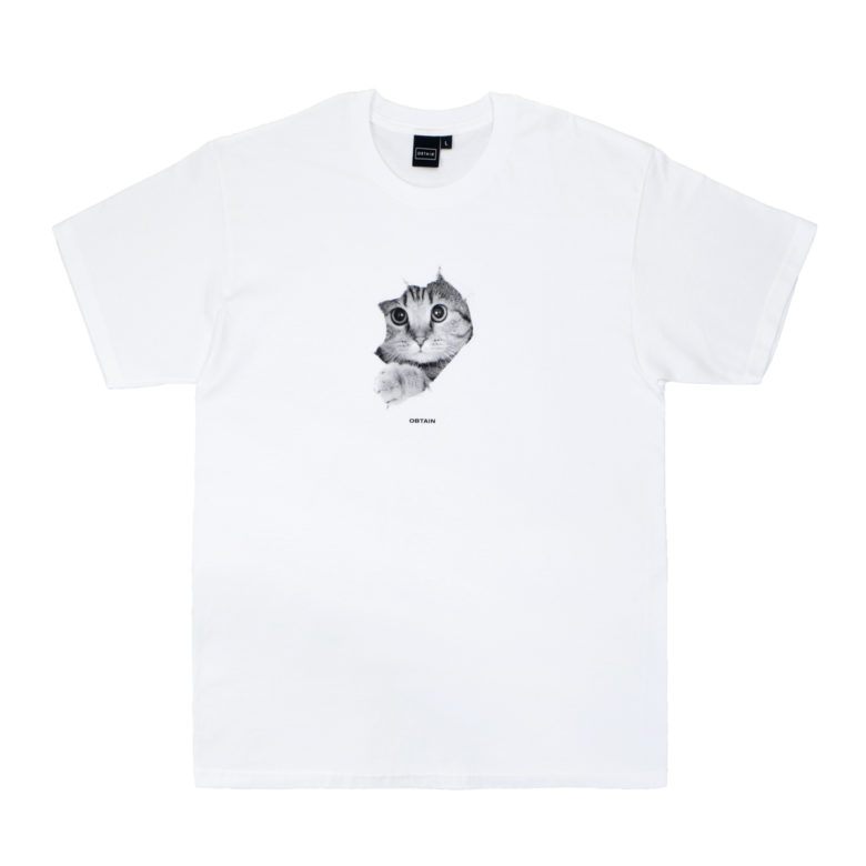OBTAIN Cute Cat T-Shirt. Color: white. 100% cotton. Handprinted in Germany.