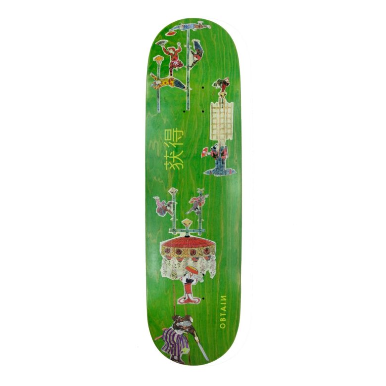 OBTAIN Acrobats Skateboard Decks. Color green. Made in Europe.