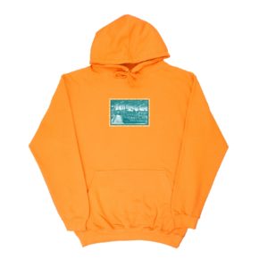 OBTAIN Union Hoodie. Color: orange. Handprinted in Germany.