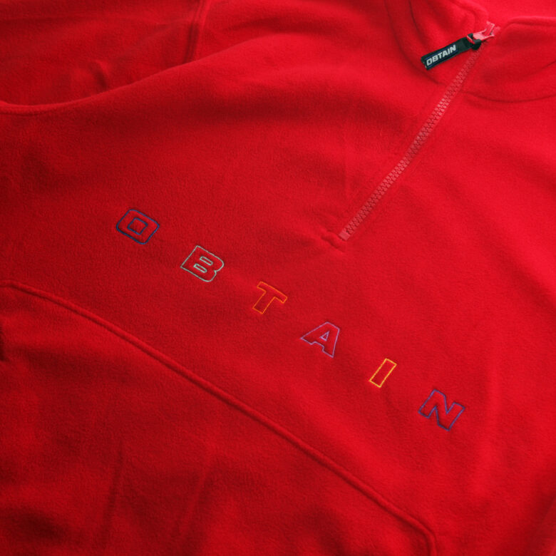 obtain quarter zip fleece red